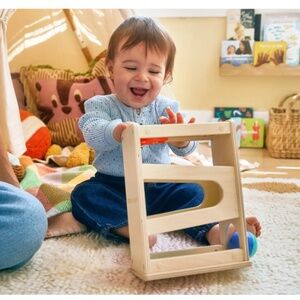 NWT Lovevery Wooden Drop & Roll Ramp With Ball (From Toddler Movement Mini Kit)